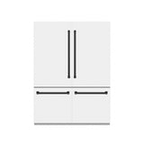 ZLINE Autograph Edition 60 in. 32.2 cu. ft. French Door Built-In Bottom Freezer Refrigerator with Water Dispenser and Ice Maker in White Matte with Graphite Gray Interior and Matte Black Accents (GRBIVZ-WM-60-MB)