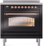 Nostalgie II 36 Inch Electric Freestanding Range in Glossy Black with Copper Trim