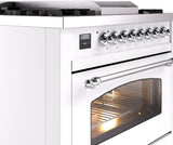 Nostalgie II 36 Inch Dual Fuel Liquid Propane Freestanding Range in White with Chrome Trim