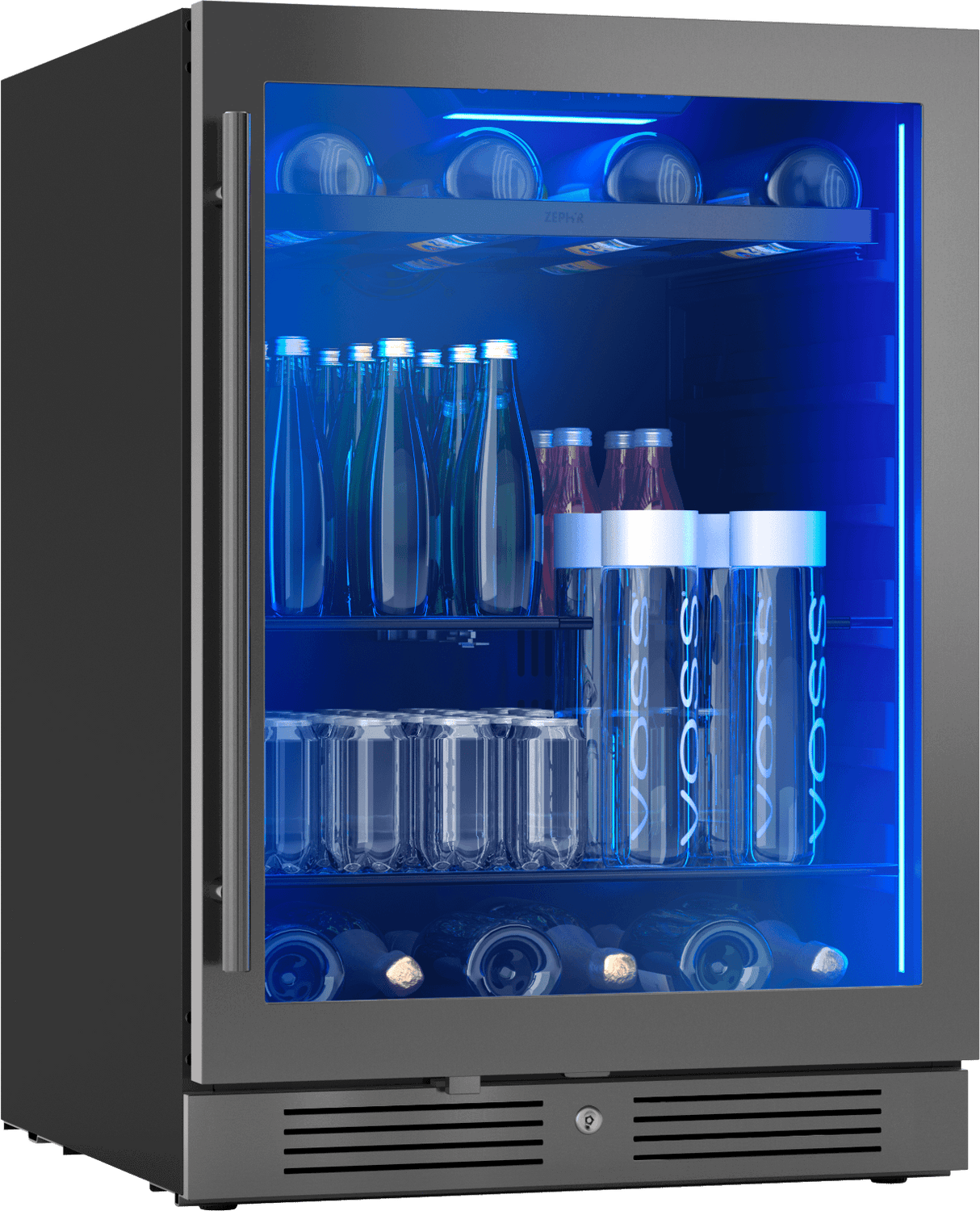 Presrv Bev Cooler, 24in UC, Blk SS+Gls, Rvs Dr, 1Z