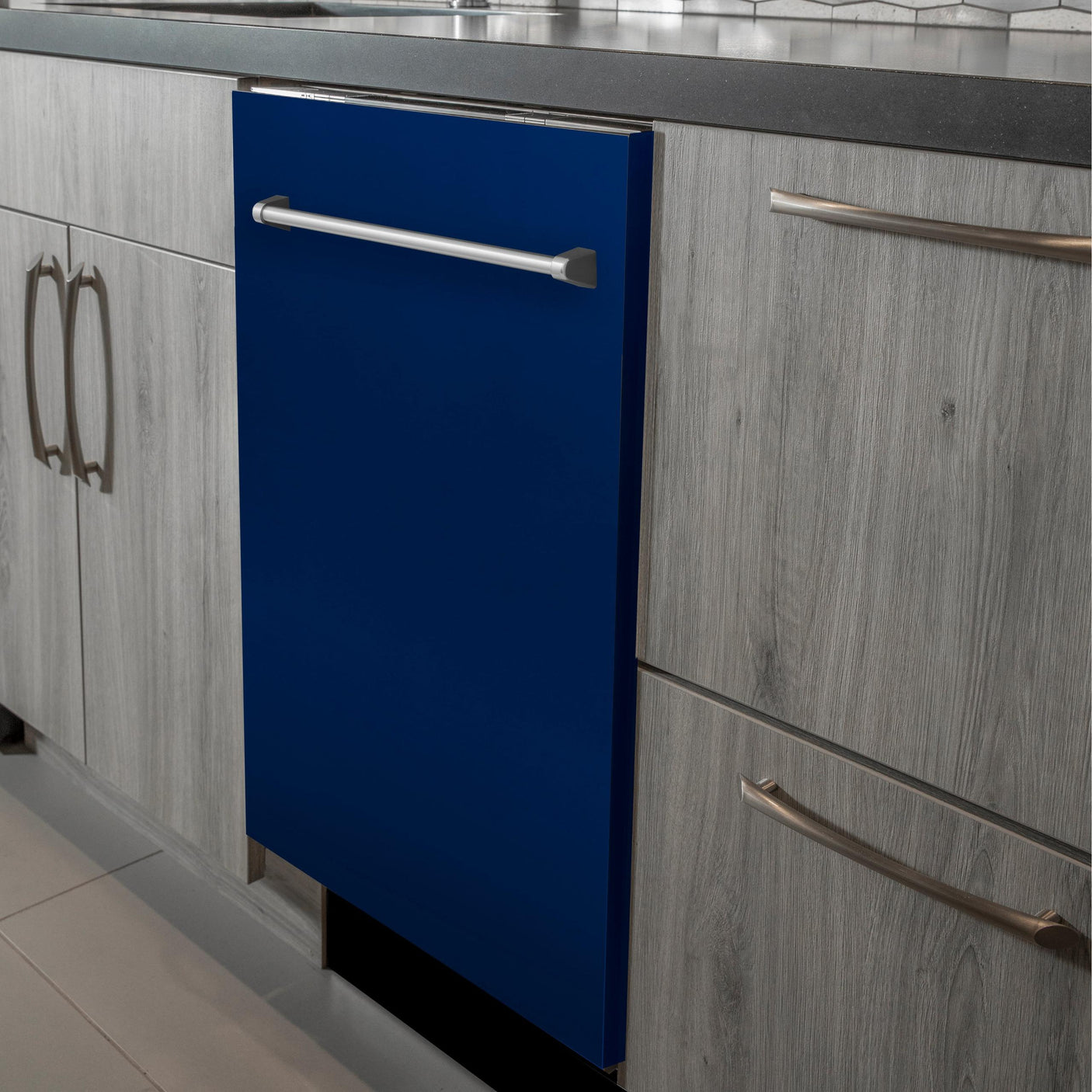 ZLINE 24 in. Top Control Dishwasher with Stainless Steel Tub and Traditional Style Handle, 52dBa (DW-24) [Color: Blue Gloss]