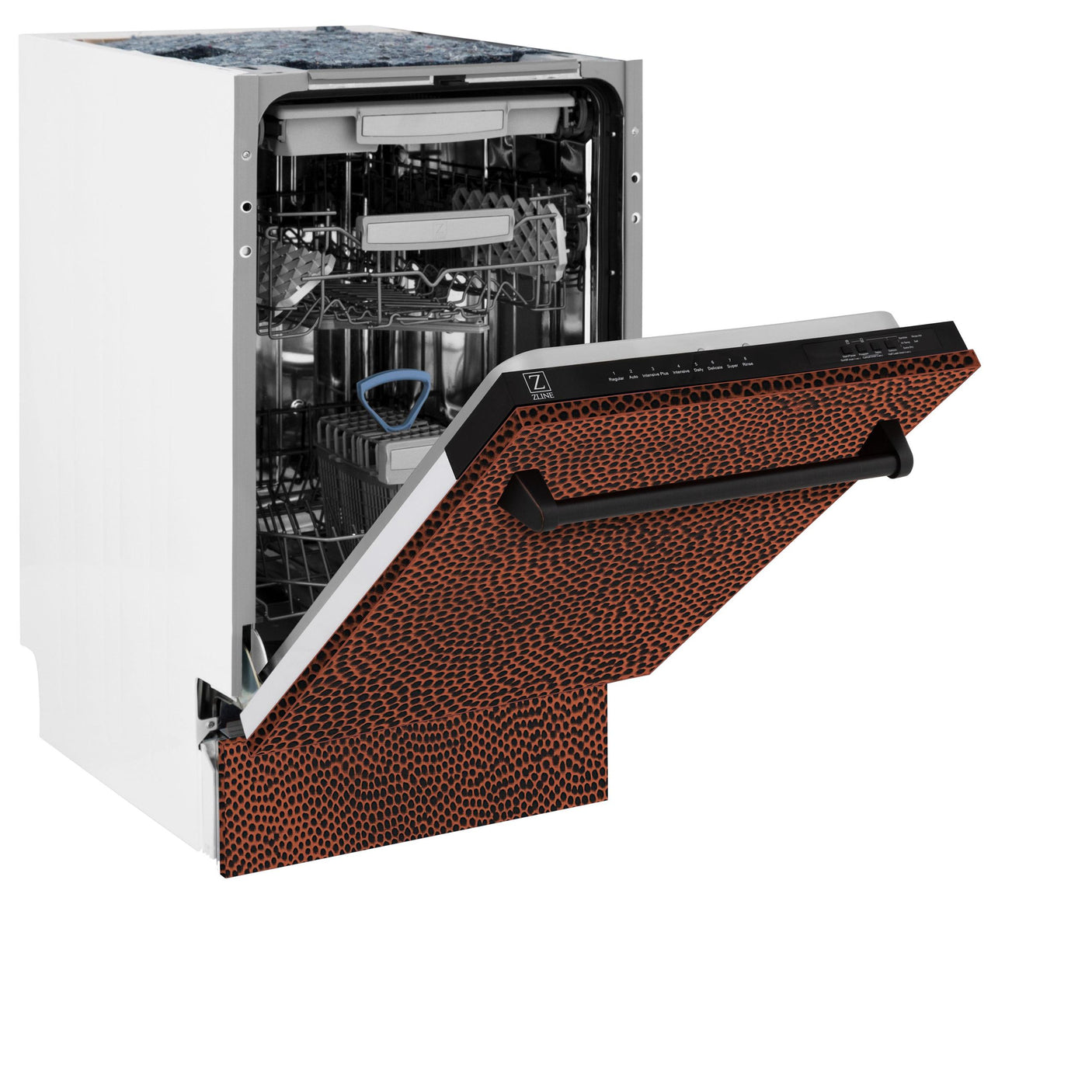 ZLINE 18" Tallac Series 3rd Rack Top Control Dishwasher with Traditional Handle, 51dBa [Color: Hand Hammered Copper]