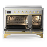 ILVE UMIB48NR3SSG Majestic III 48 inch Induction Range with 6 Elements, 5.02 cu. ft. Total Oven Capacity (Triple Glass Door, Stainless Steel, Brass)