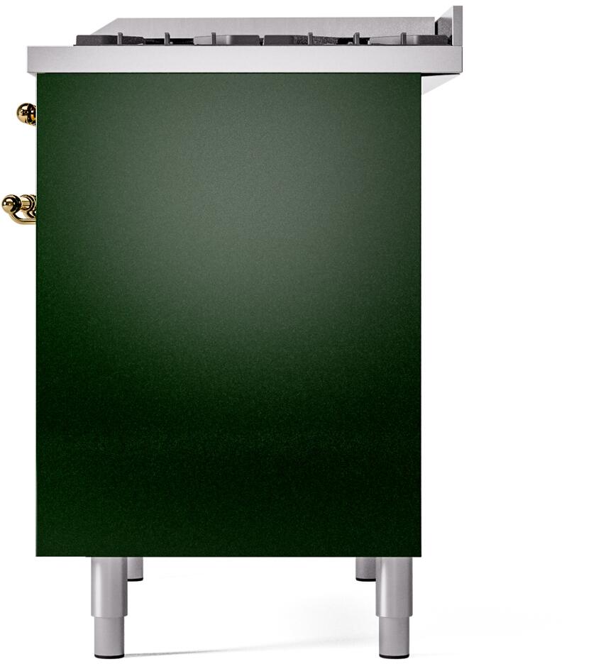 Nostalgie II 40 Inch Dual Fuel Liquid Propane Freestanding Range in Emerald Green with Brass Trim