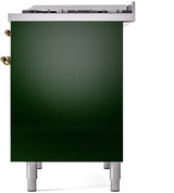Nostalgie II 40 Inch Dual Fuel Liquid Propane Freestanding Range in Emerald Green with Brass Trim