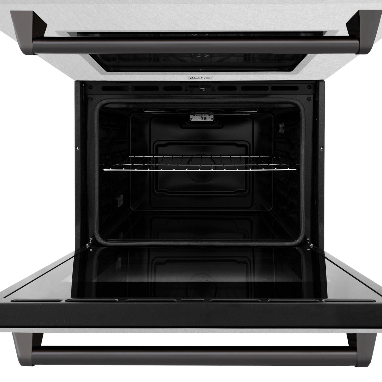 ZLINE 30 in. Autograph Edition Professional True Convection Double Wall Oven with Air Fry and Self Clean in DuraSnow' Stainless Steel with Matte Black Handles (WADSZ-30-MB)