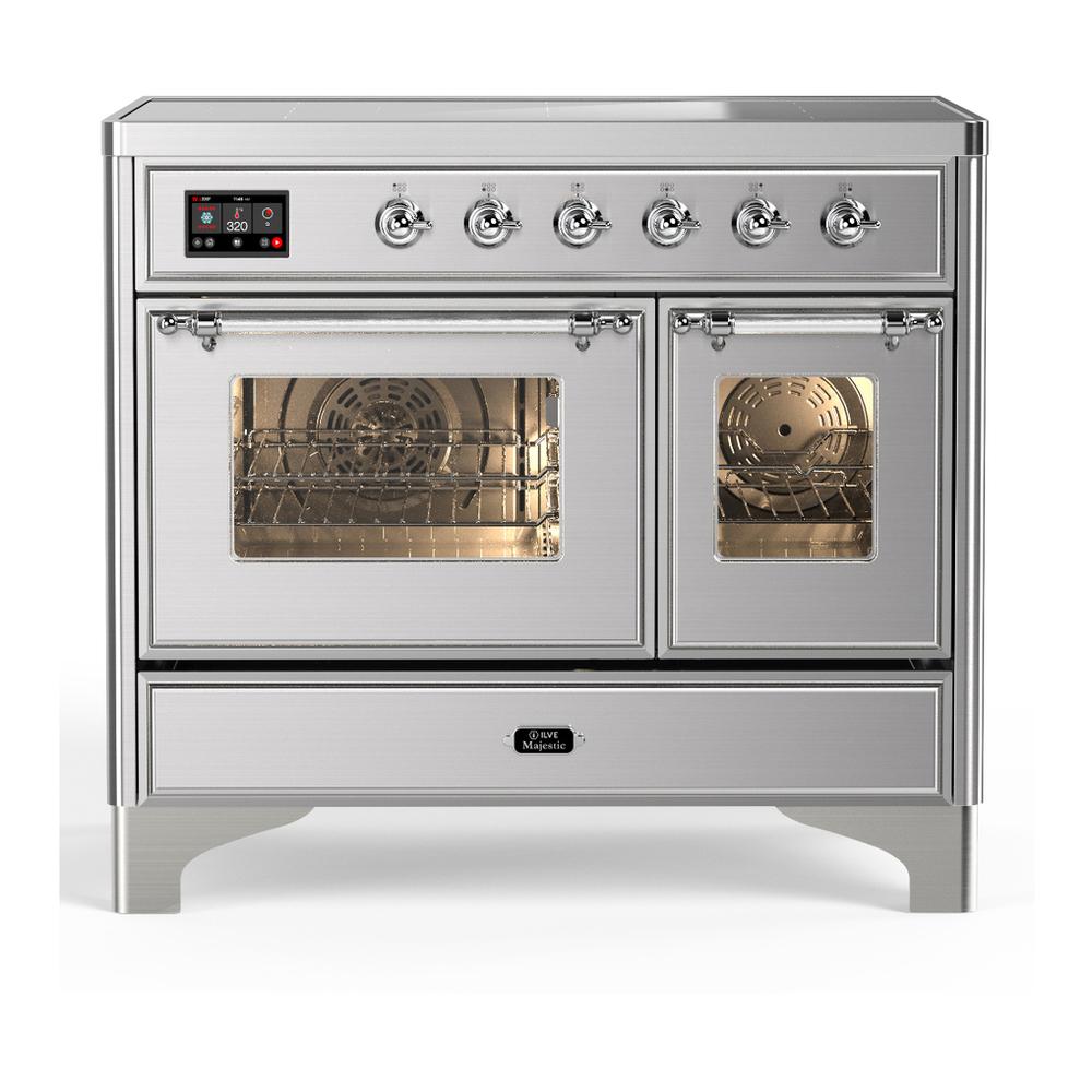 ILVE UMDIB40NR3SSC Majestic III 40 inch Induction Range with 6 Elements, 3.82 cu. ft. Total Oven Capacity (Triple Glass Door, Stainless Steel, Chrome)