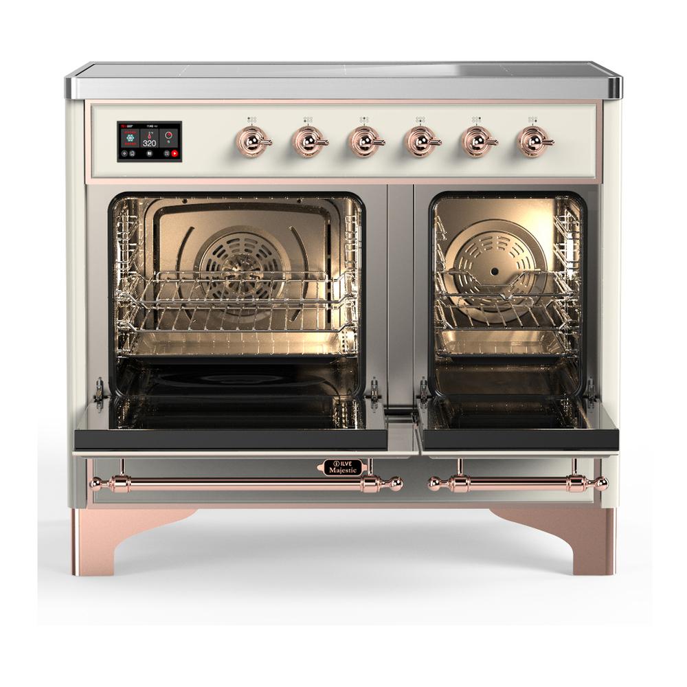 ILVE UMDIB40NR3AWP Majestic III 40 inch Induction Range with 6 Elements, 3.82 cu. ft. Total Oven Capacity (Triple Glass Door, Antique White, Copper)