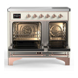 ILVE UMDIB40NR3AWP Majestic III 40 inch Induction Range with 6 Elements, 3.82 cu. ft. Total Oven Capacity (Triple Glass Door, Antique White, Copper)