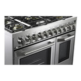 Verona VUFSGG365DSS 36 inch Ultima Collection Double Oven Gas Range with 5 Brass Burners, 4.1 cu. ft. Oven Total Capacity