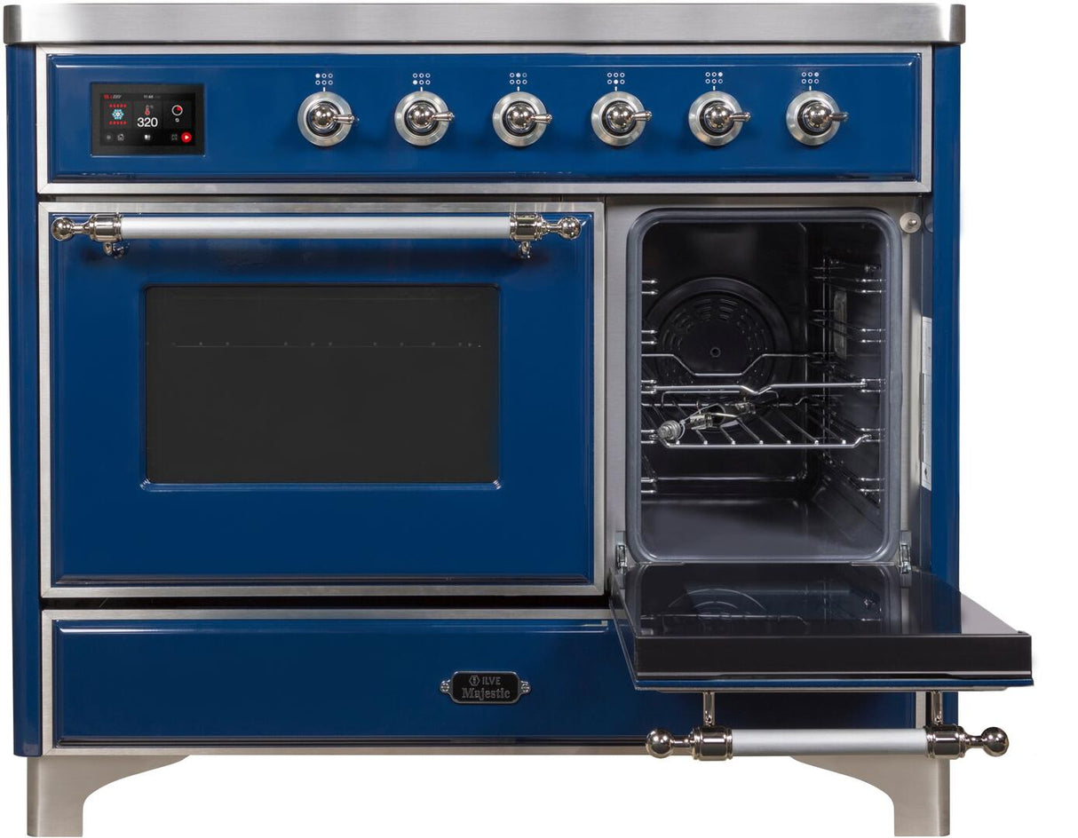 Majestic II 40 Inch Electric Freestanding Range in Blue with Chrome Trim