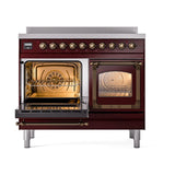 ILVE UNDI406NMPBUB Nostalgie II Noblesse 40 inch Induction Range (Triple Glass Door, Burgundy, Burnished)