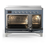 ILVE UMIB48NR3BGC Majestic III 48 inch Induction Range with 6 Elements, 5.02 cu. ft. Total Oven Capacity (Triple Glass Door, Blue Grey, Chrome)