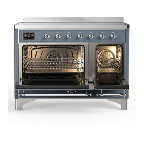 ILVE UMIB48NR3BGC Majestic III 48 inch Induction Range with 6 Elements, 5.02 cu. ft. Total Oven Capacity (Triple Glass Door, Blue Grey, Chrome)