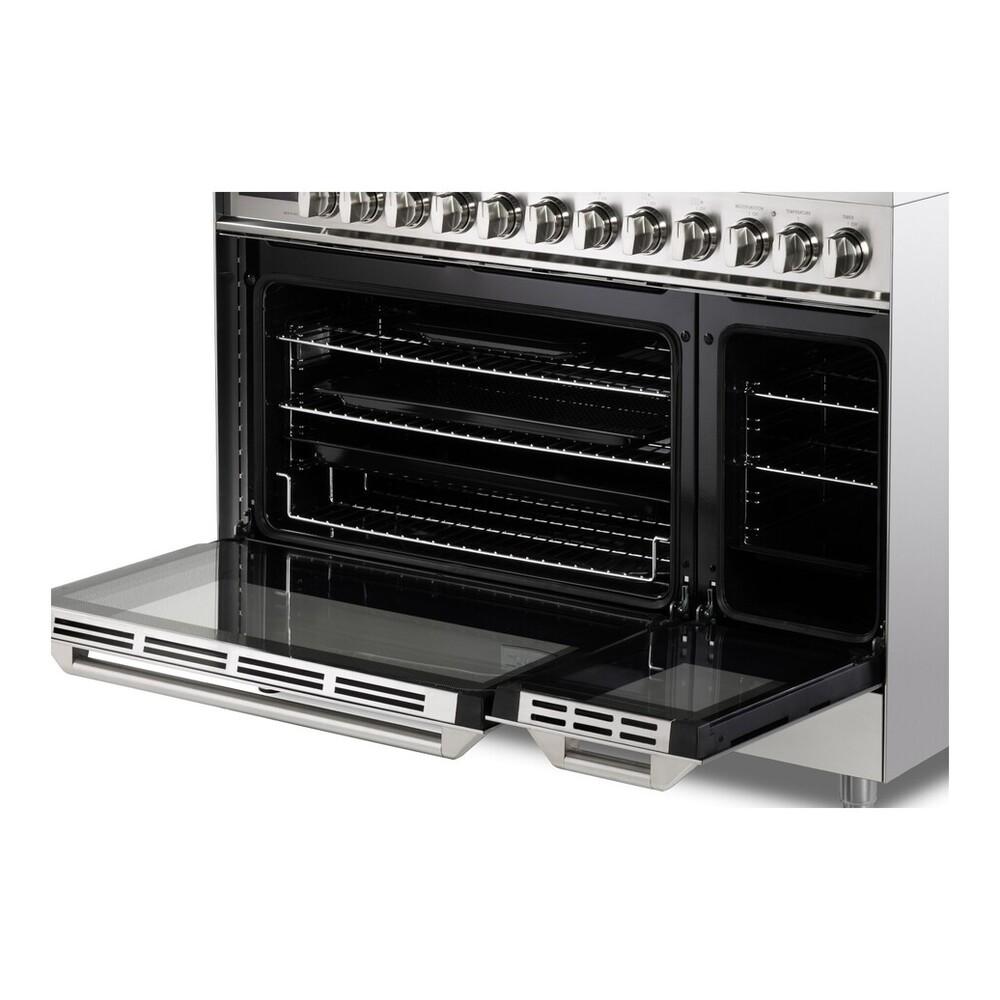 Verona VUFSGE486DSS 48 inch Ultima Collection Dual Fuel Range with 6 Brass Sealed Burners, 5.8 cu. ft. Oven Capacity, Digital Clock in Stainless Steel