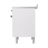 ILVE UNI366QNMPWHB Nostalgie II Noblesse 36 inch Induction Range (Solid Door, White, Burnished)