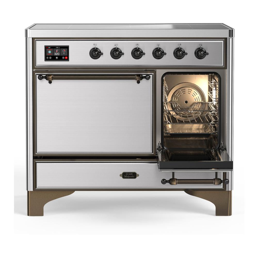 ILVE UMDIB40QNR3SSB Majestic III 40 inch Induction Range with 6 Elements, 3.82 cu. ft. Total Oven Capacity (Solid Door, Stainless Steel, Burnished)