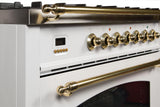 Nostalgie 36 Inch Gas Natural Gas Freestanding Range in White with Brass Trim