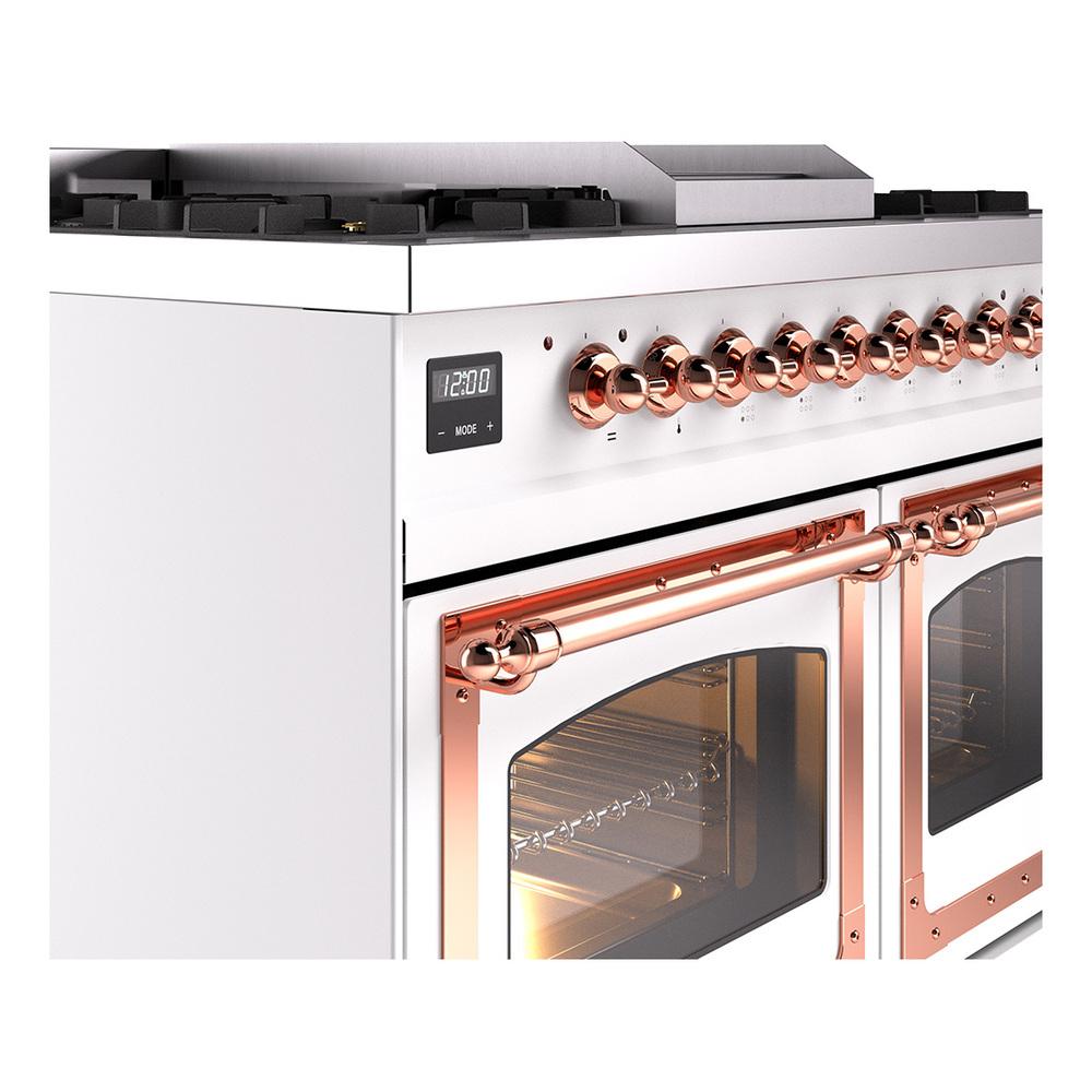 ILVE UND40FNMPWHPLP Nostalgie II Noblesse 40 inch Dual Fuel Range (Liquid Propane, Triple Glass Door, White, Copper)