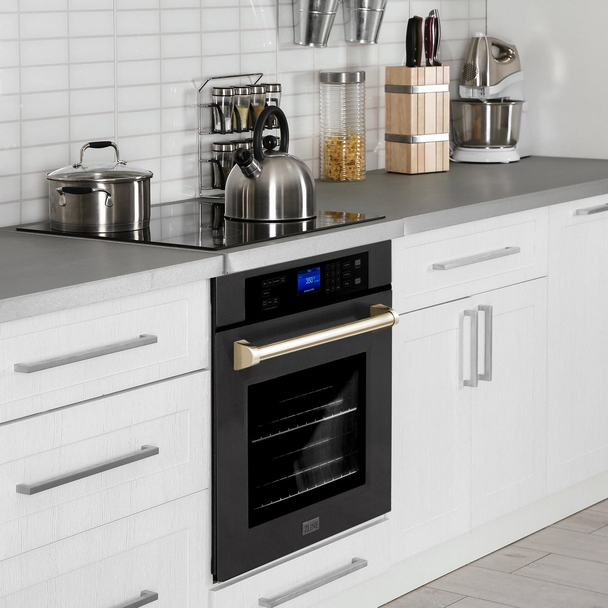 ZLINE 30" Autograph Edition Single Wall Oven with Self Clean and True Convection in Black Stainless Steel (AWSZ-30-BS) [Color: Gold]