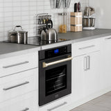 ZLINE 30" Autograph Edition Single Wall Oven with Self Clean and True Convection in Black Stainless Steel (AWSZ-30-BS) [Color: Gold]