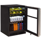 24-In Built-In Dual Zone Wine And Beverage Center with Door Style - Stainless Steel Frame Glass, Door Swing - Right