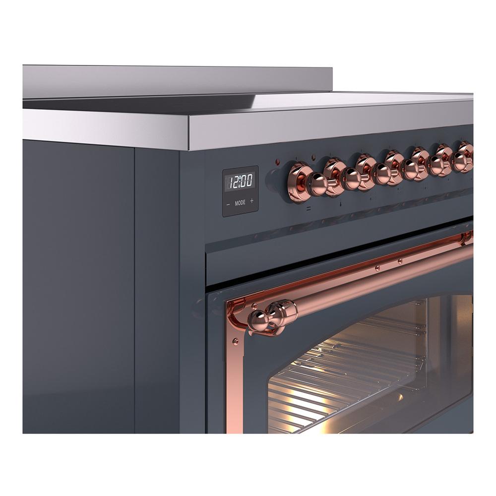 ILVE UNI486NMPBGP Nostalgie II Noblesse 48 inch Induction Range (Triple Glass Door, Blue Grey, Copper)