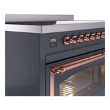 ILVE UNI486NMPBGP Nostalgie II Noblesse 48 inch Induction Range (Triple Glass Door, Blue Grey, Copper)