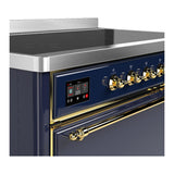 ILVE UMIB48QNR3MBG Majestic III 48 inch Induction Range with 6 Elements, 5.02 cu. ft. Total Oven Capacity (Solid Door, Midnight Blue, Brass)