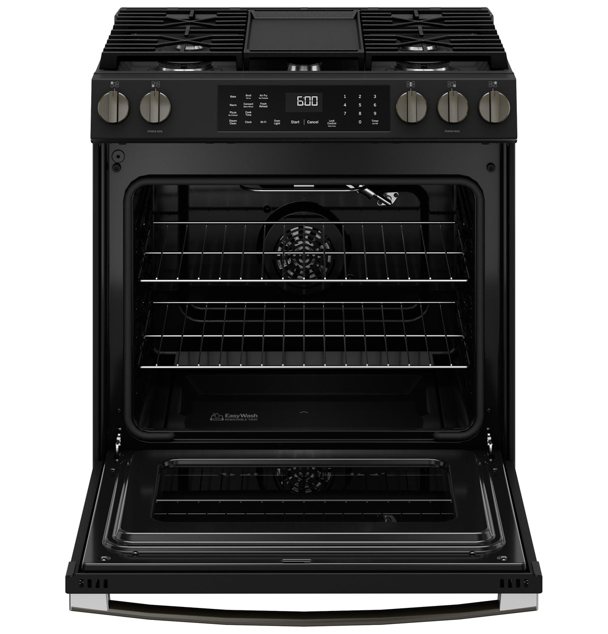 GE® 30" Slide-In Front-Control Convection Gas Range with No Preheat Air Fry and EasyWash™ Oven Tray