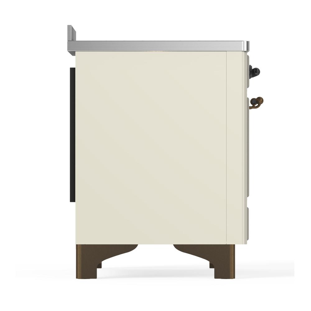 ILVE UMIB48QNR3AWB Majestic III 48 inch Induction Range with 6 Elements, 5.02 cu. ft. Total Oven Capacity (Solid Door, Antique White, Burnished)