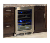 24" High Efficiency Dual Zone Wine Cellar - Stainless Frame, Glass Door With Lock - Integrated Right Hinge