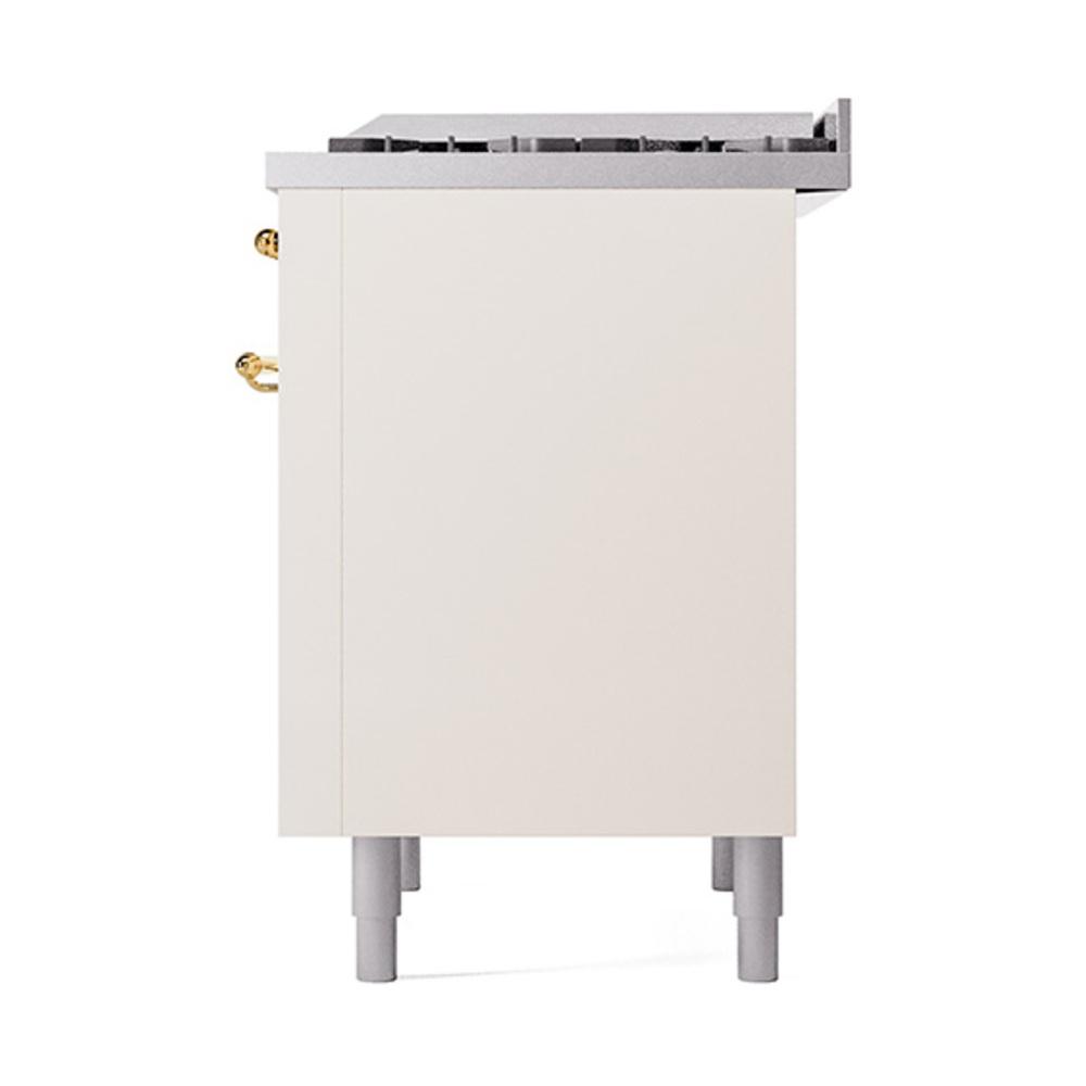 ILVE UN36FQNMPAWGLP Nostalgie II Noblesse 36 inch Dual Fuel Range (Liquid Propane, Solid Door, Antique White, Brass)