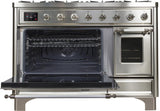 Majestic II 48 Inch Dual Fuel Natural Gas Freestanding Range in Stainless Steel with Chrome Trim