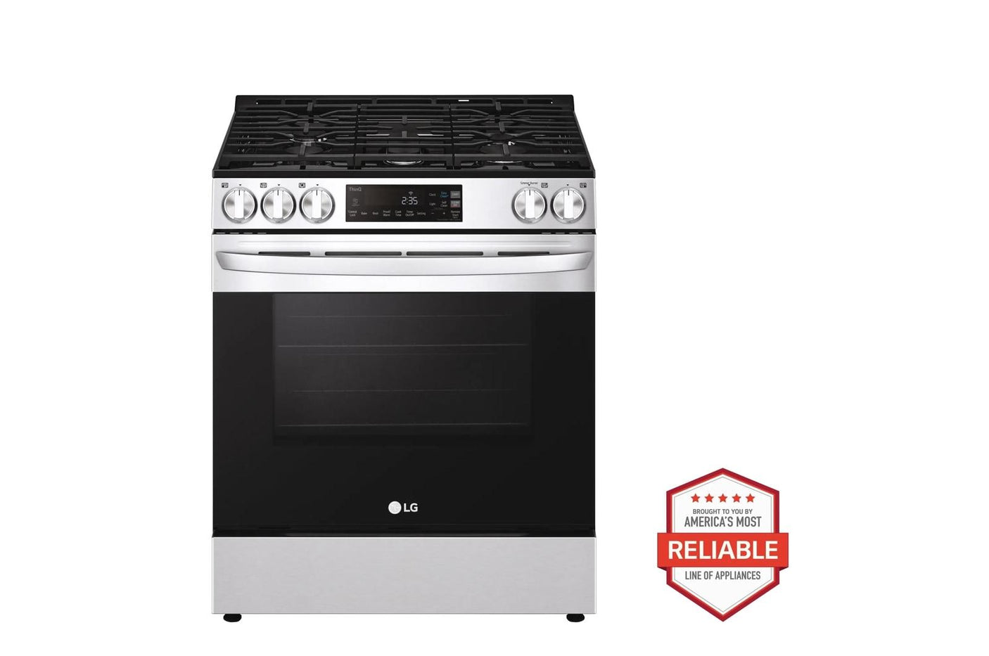 5.8 cu.ft. Gas Single OvenSlide-in Range, EasyClean® plus Self Clean, ThinQ™, Printproof™ StainlessSteel