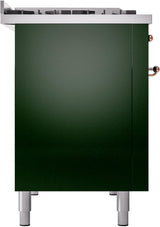 Nostalgie II 48 Inch Dual Fuel Natural Gas Freestanding Range in Emerald Green with Copper Trim