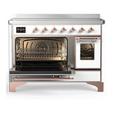 ILVE UMIB48NR3WHP Majestic III 48 inch Induction Range with 6 Elements, 5.02 cu. ft. Total Oven Capacity (Triple Glass Door, White, Copper)