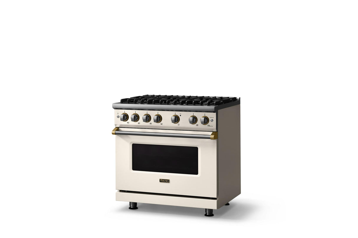36"W. Sealed Burner Gas Range (Burner: 6b, Finish: Pure White, Trim: Polished Chrome, Fuel: Propane)