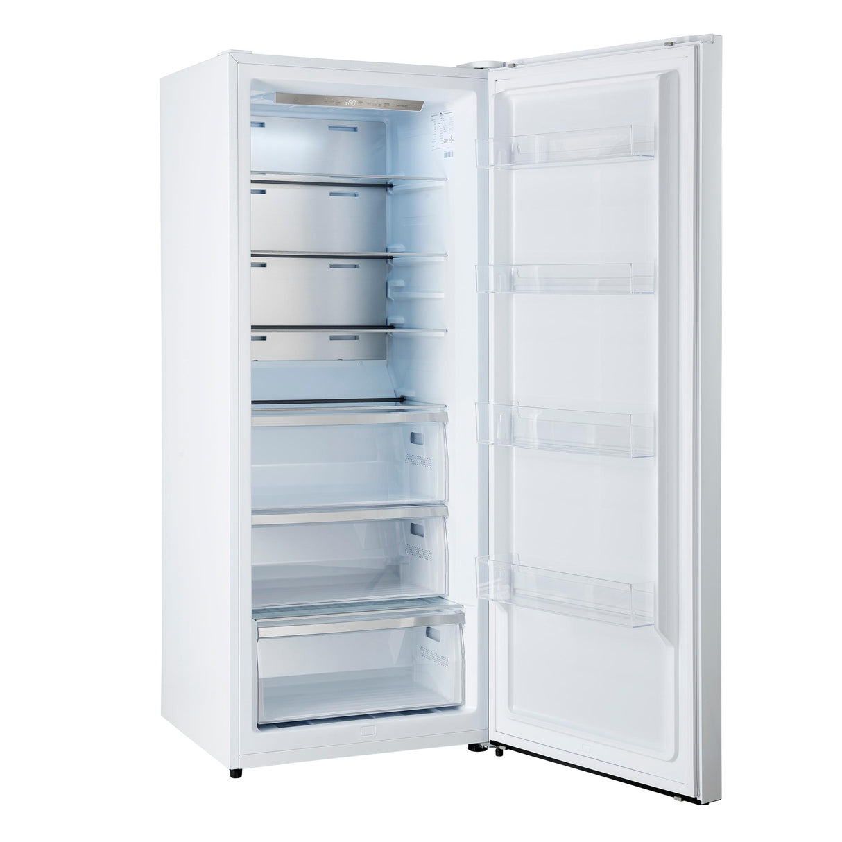 Forno Maderno 28-Inch Convertible Freezer/Refrigerator in White with Antique Brass Handle, 13.6 cu.ft. Right Swing