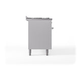 ILVE UN60FQNMPWHCLP Nostalgie II Noblesse 60 inch Dual Fuel Range (9 Sealed Burners + Griddle, Liquid Propane, Solid Door, White, Chrome)