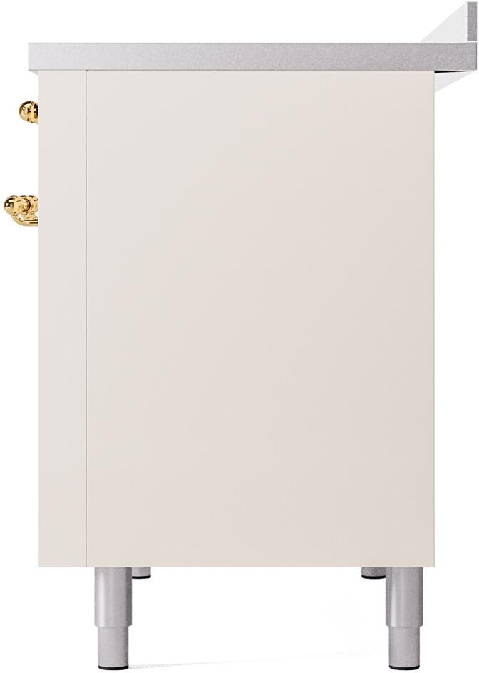 Nostalgie II 48 Inch Electric Freestanding Range in Antique White with Brass Trim