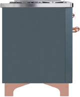 Majestic II 40 Inch Dual Fuel Liquid Propane Freestanding Range in Blue Grey with Copper Trim