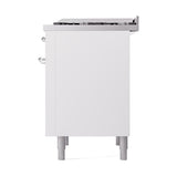 ILVE UN36FQNMPWHC Nostalgie II Noblesse 36 inch Dual Fuel Range (Natural Gas, Solid Door, White, Chrome)
