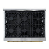 Marco 36-Inch Gas Range White & Antique Brass Design, 6 Burners 67,000 BTU, 5.36 cu.ft. Convection Oven