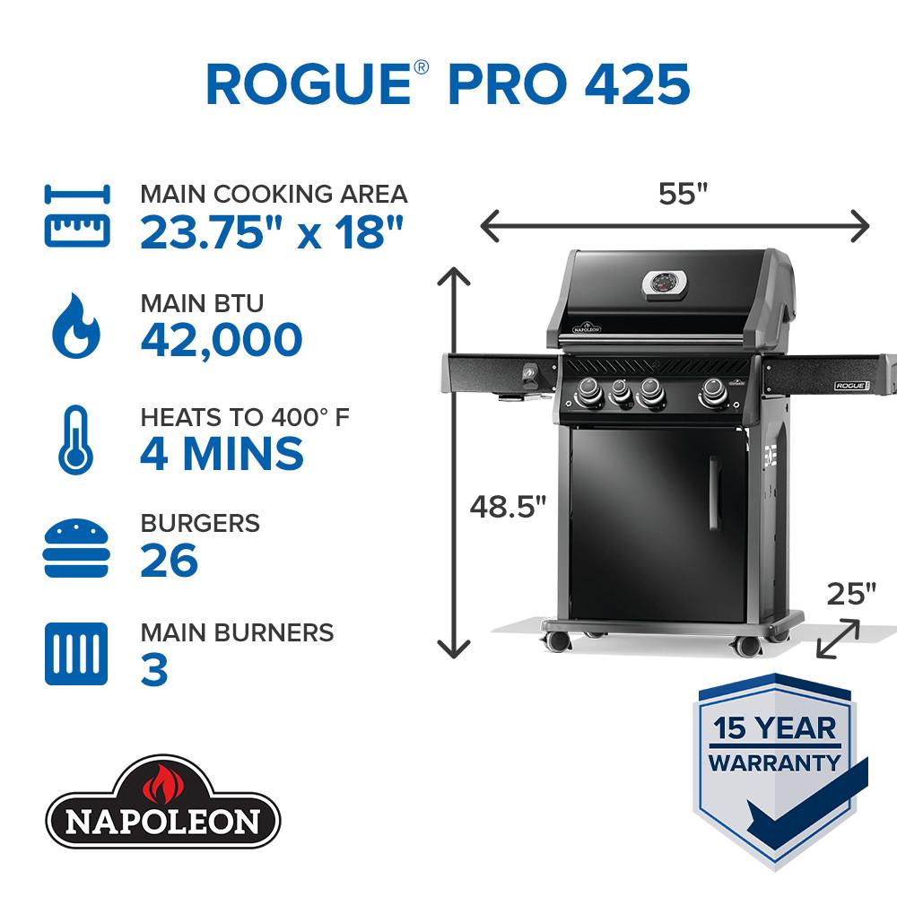 Rogue PRO 425 SIB with Infrared Side Burner , Natural Gas, Black