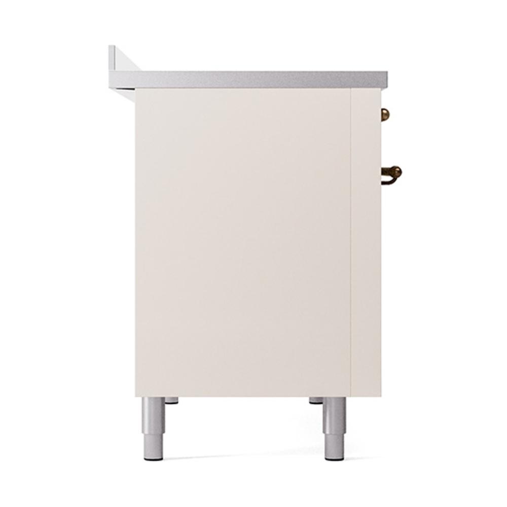 ILVE UNI486QNMPAWB Nostalgie II Noblesse 48 inch Induction Range (Solid Door, Antique White, Burnished)