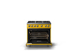 36"W. Sealed Burner Gas Range (Burner: 6b, Finish: Daffodil, Trim: Brushed Brass, Fuel: Propane)