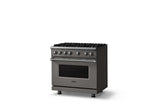 36"W. Sealed Burner Gas Range (Burner: 6b, Finish: Damascus Gray, Trim: Polished Chrome, Fuel: Natural Gas)