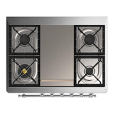 ILVE UM36FQNR3MGCLP Majestic III 36 inch Dual Fuel Range with 6 Black Brass Burners and Griddle, Dual Function Burner up to 25,000 BTU (Solid Door, Graphite Matte, Chrome, Liquid Propane)