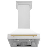 30 in. ZLINE Autograph Edition DuraSnow Stainless Steel Range Hood with White Matte Shell and Accented Handle (8654SNZ-WM30) [Color: Gold]